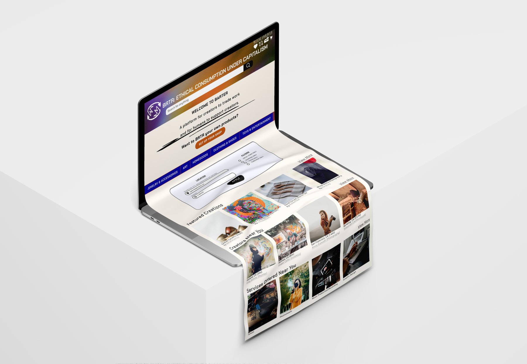 The BRTR website shown on a laptop.