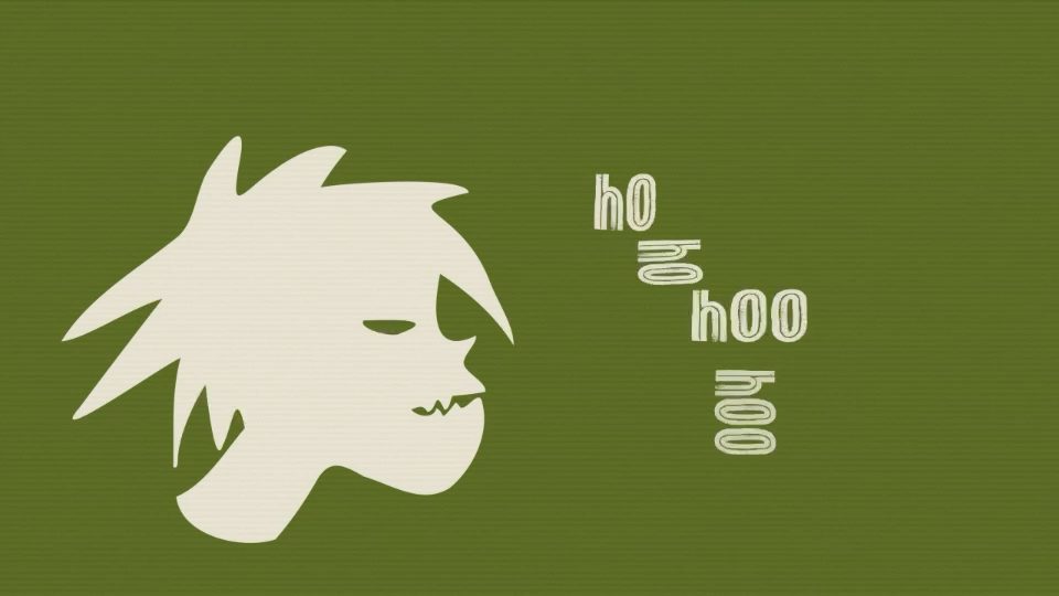 A frame from a kinetic type piece: a cream silhouette of a head on an olive ground.